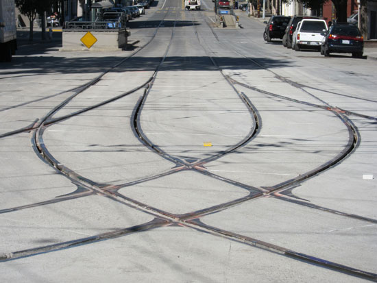 Close up of the completed track work. Crosswalks still need to be striped.