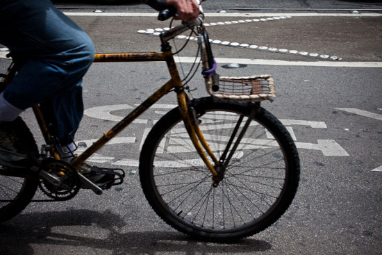 A cyclist on Market Street in San Francisco, now ranked 4th in the nation for bicycle commuting. Photo: Myleen Hollero/Orange Photography