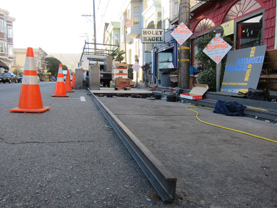 Installation of the track that the builder will use to attach the pavers. Photos: Matthew Roth