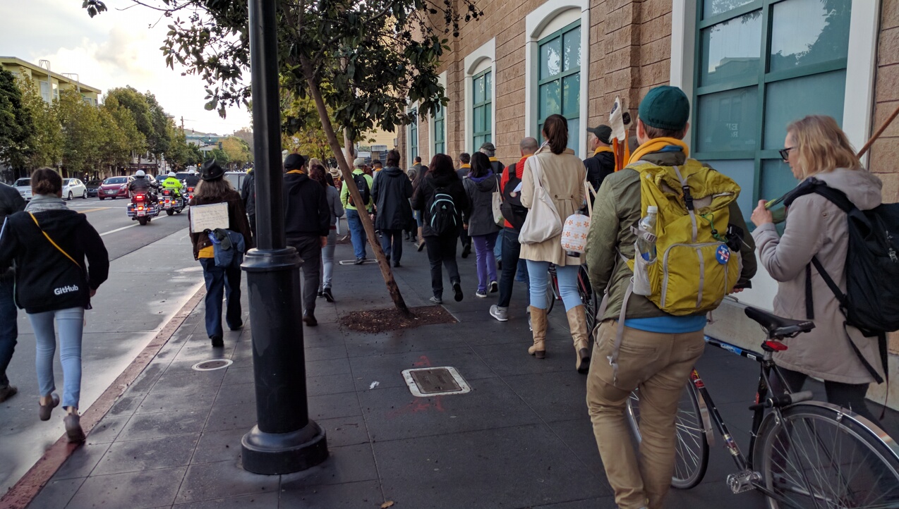 Victims and other advocate on their way to City Hall. Photo: Streetsblog