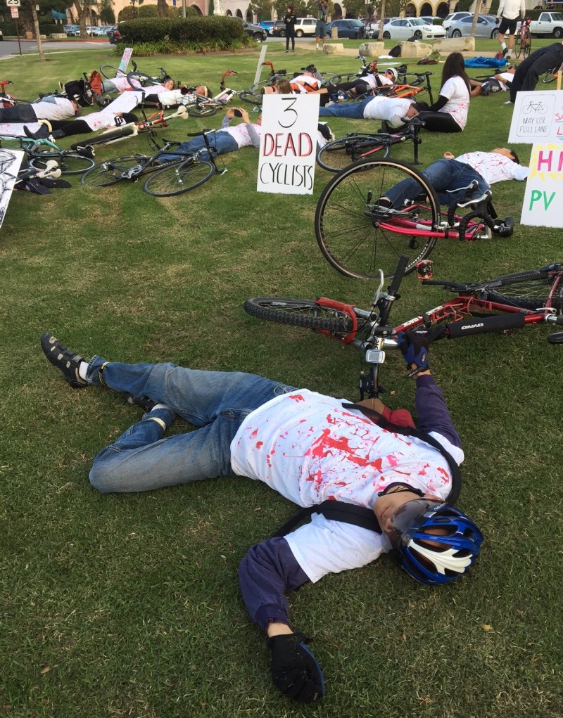 Palos Verdes Estates Cyclists Stage Die-In Protest