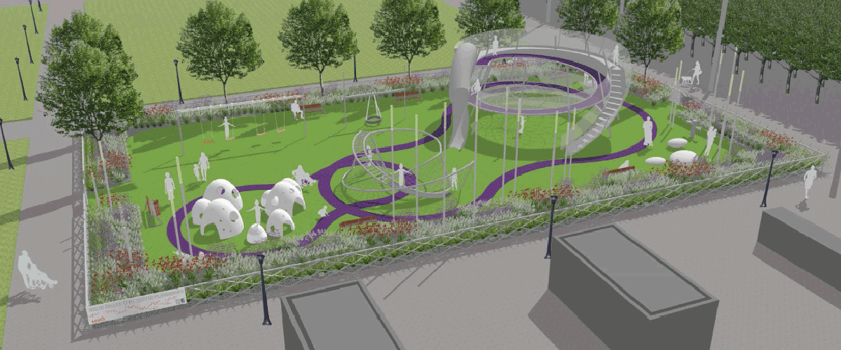 A rendering of the redesigned Diller Playground. Image: SF Civic Center Website