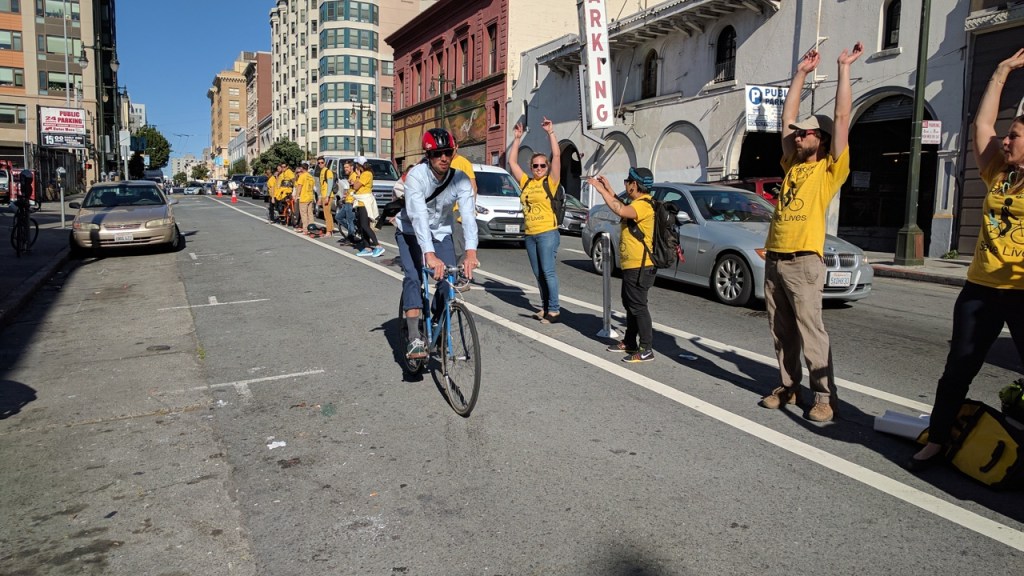 For Protected Bike Lanes, Protesters Put Their Bodies In the Street
