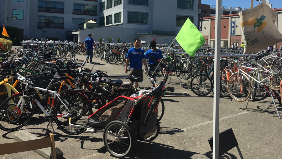 The bike valet was packed because of course the best way to get to Pedalfest was to ride. Photo: Melanie Curry/Streetsblog