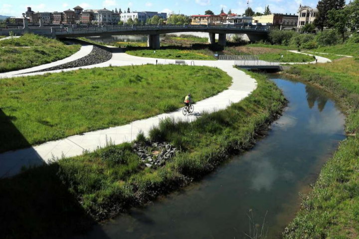 A view of the Napa 'Living River' flood control project. Photo: From Scheuer's presentation