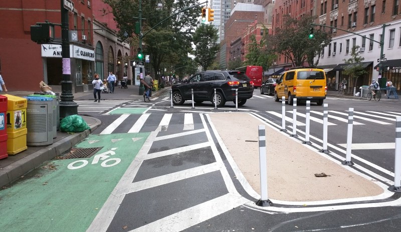 New York Tests Out New Intersection Design for Protected Bike Lanes