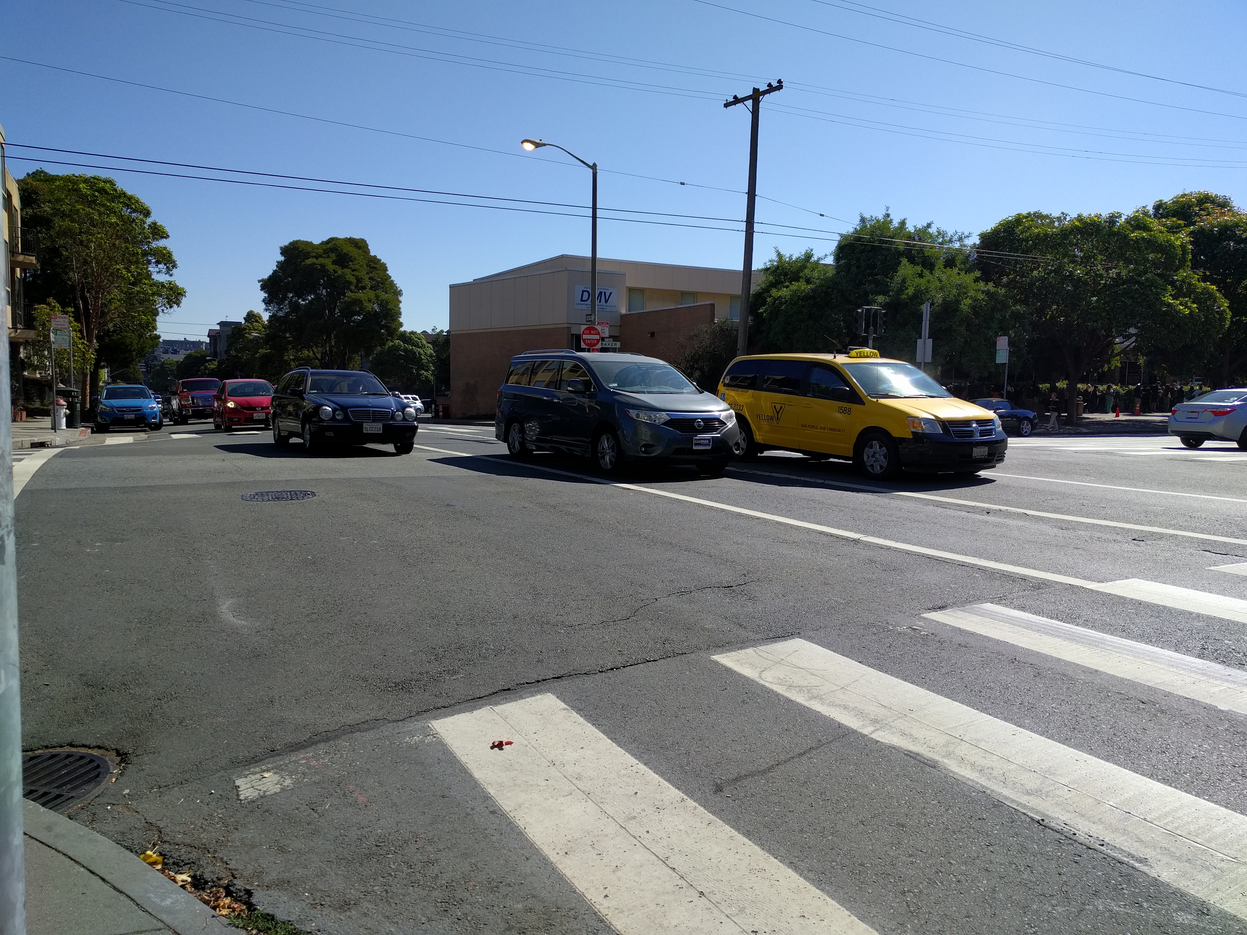 Fell Street. The wide crossing (in the foreground) where Grinberg was hit. Photo:: Streetsblog/Rudick