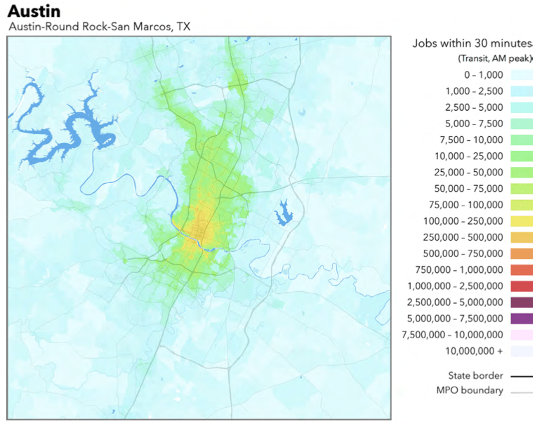 The Top 10 Regions Where Jobs Are Within Reach for Transit Riders