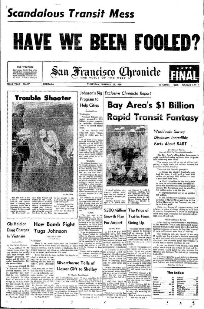 1966 BART Headline Gives Perspective and Context on High-Speed Rail