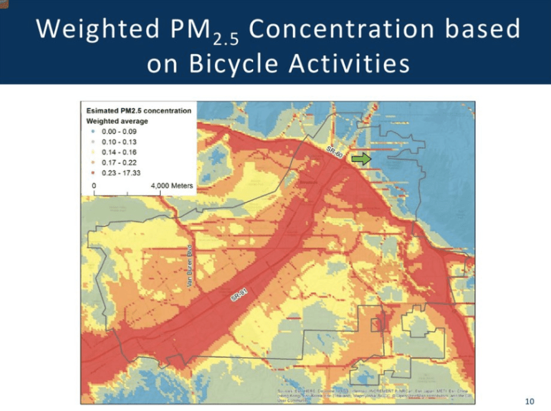 Measuring the Risk to Bike Riders of Breathing Pollution