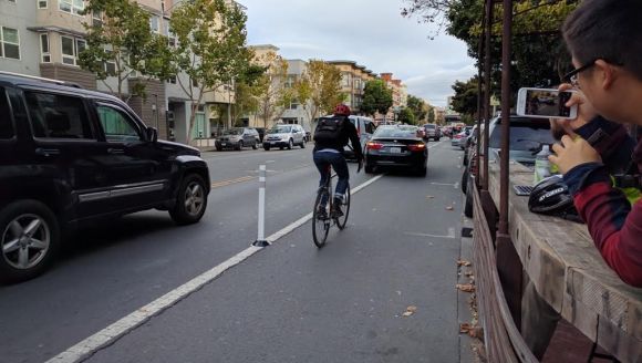 In 2016, guerrilla safety installed safe hit posts in the same location--and they were removed by the city