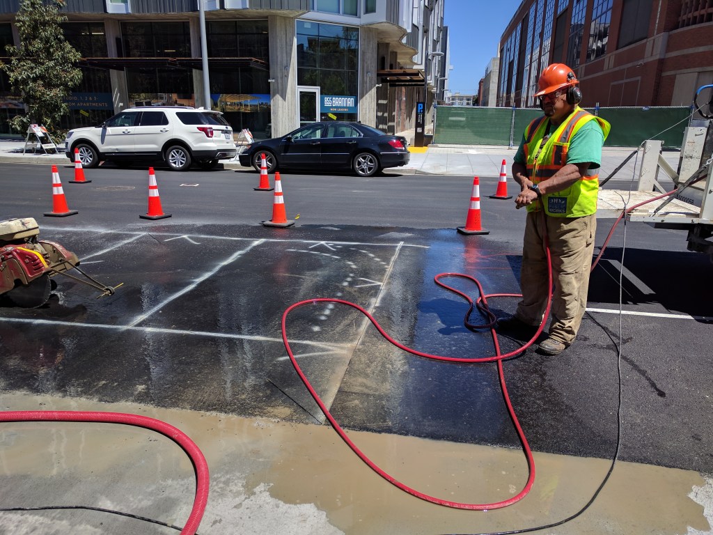 Eyes on the Street: Work Starts on Phase II of the 8th Street Protected Bike Lane