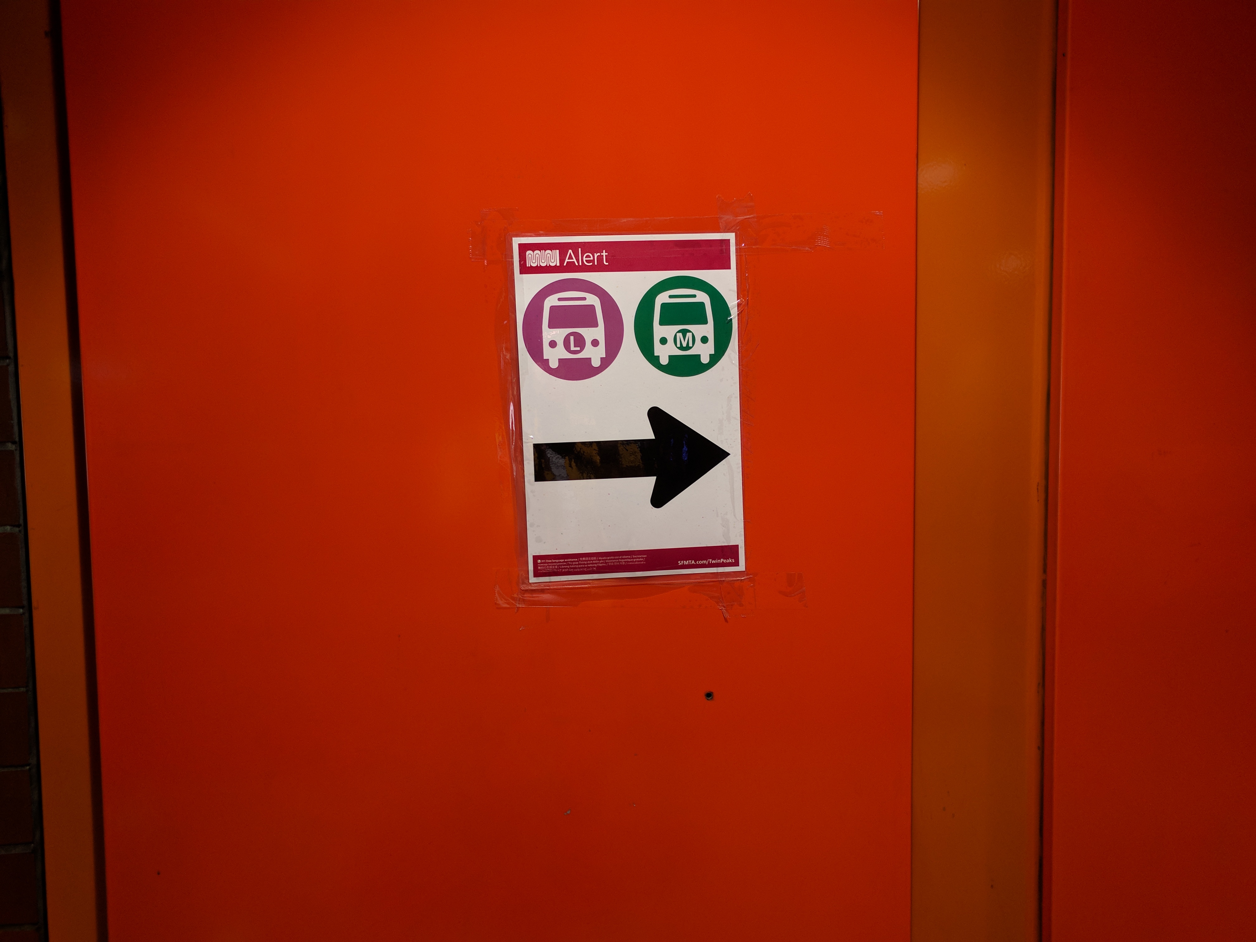 There were big signs, little signs, digital signs, and paper signs--such as this one--throughout the system