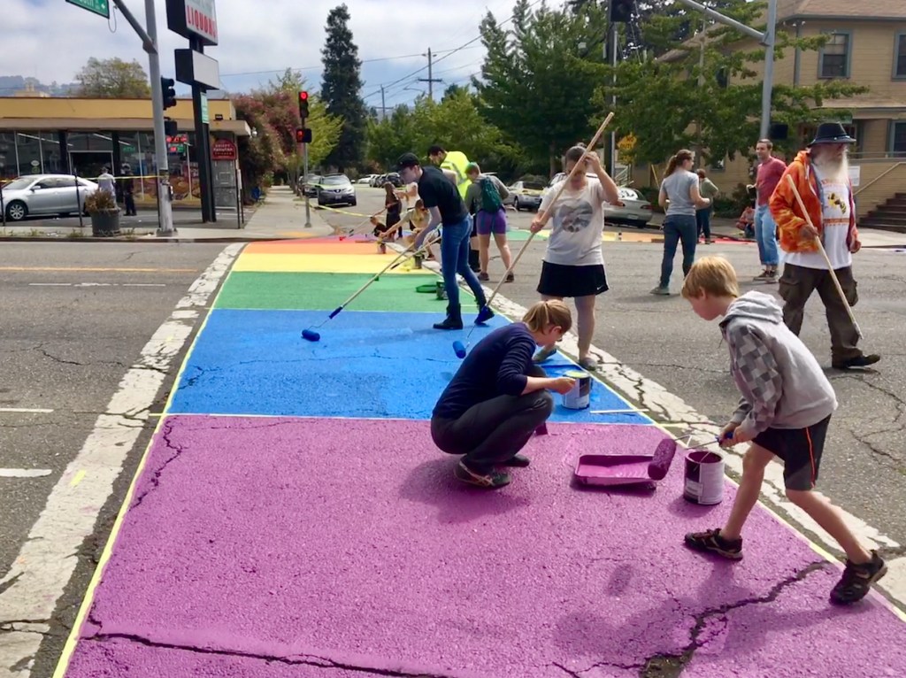 Eyes on the Street: Law Breakers Paint Rainbow Crosswalks on Telegraph