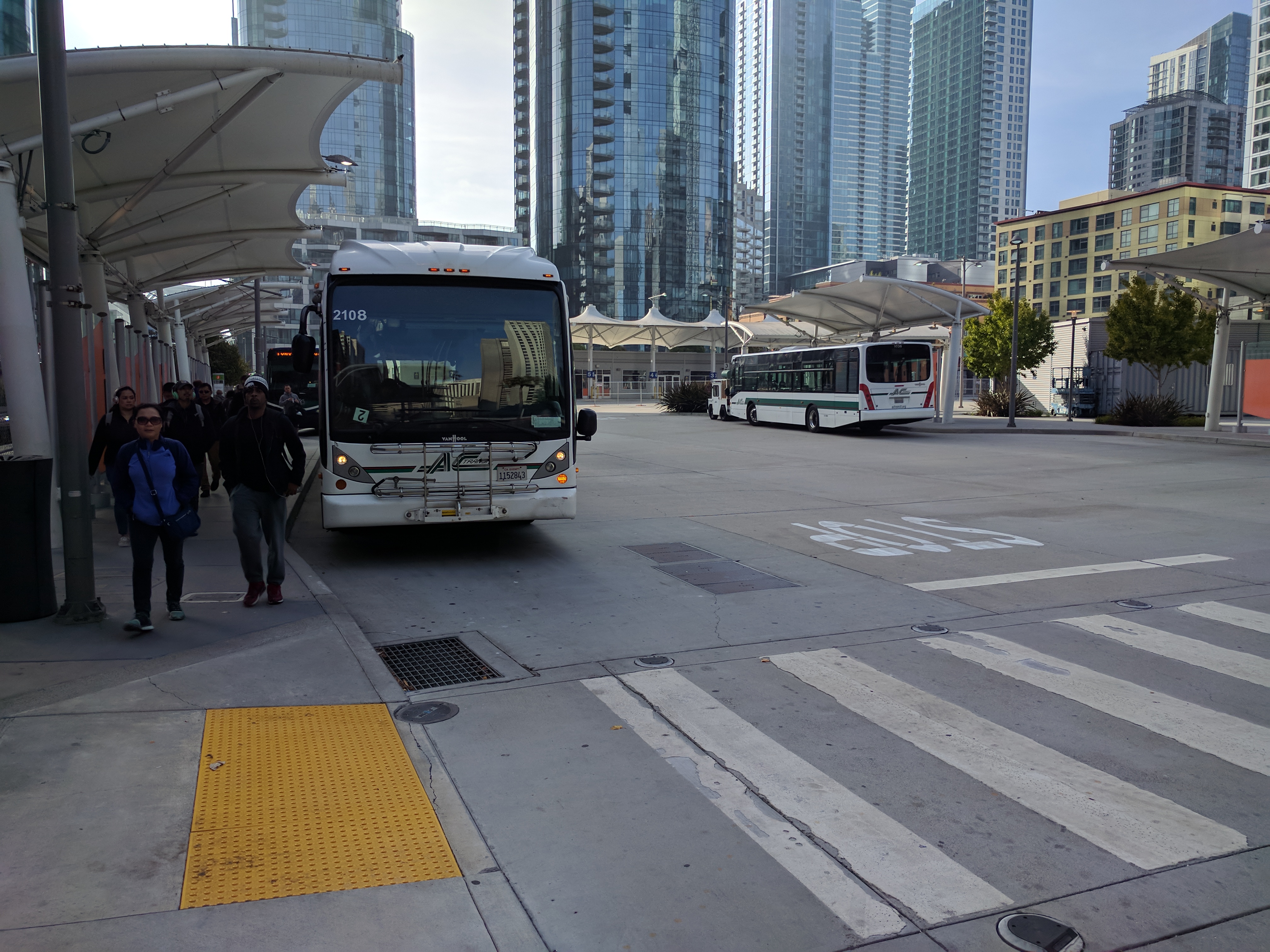 AC Transit buses back at the familiar "Temporary" Transbay facility. And how temporary will it be now?