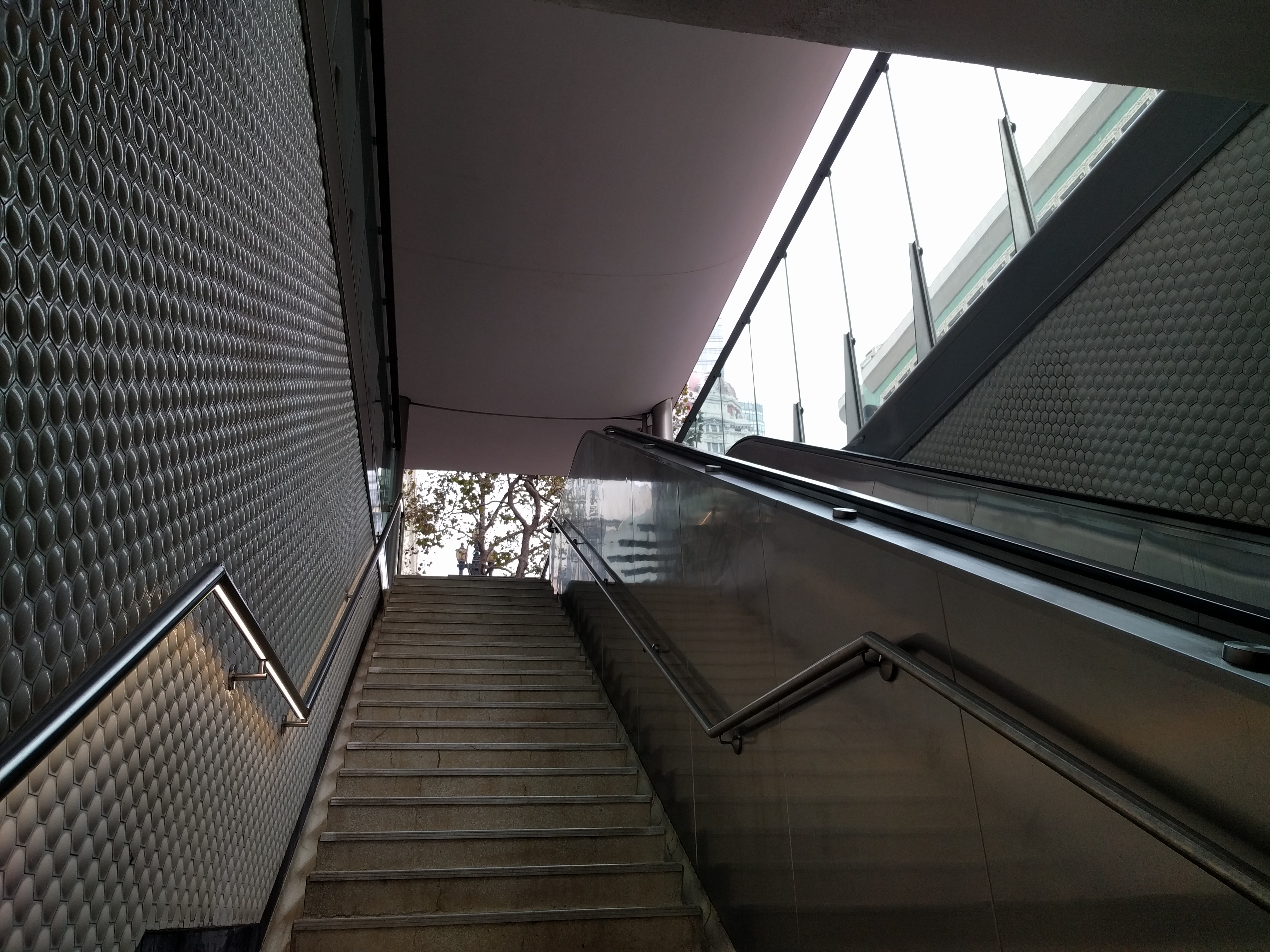The view as one comes up the stairs. BART's keeping an eye on the finishes, such as the white fiberglass roof, on these pilot canopies
