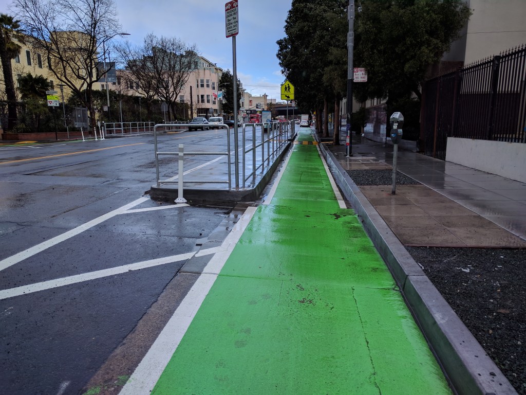 Eyes on the Street: Work on Valencia Protected Bike Lane Pilot Almost Complete