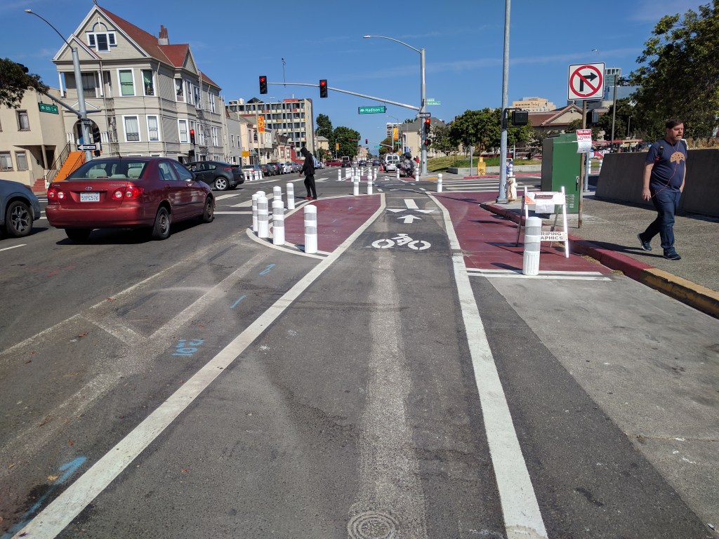 Oakland Bollard-izes Protected Intersections at Lake Merritt