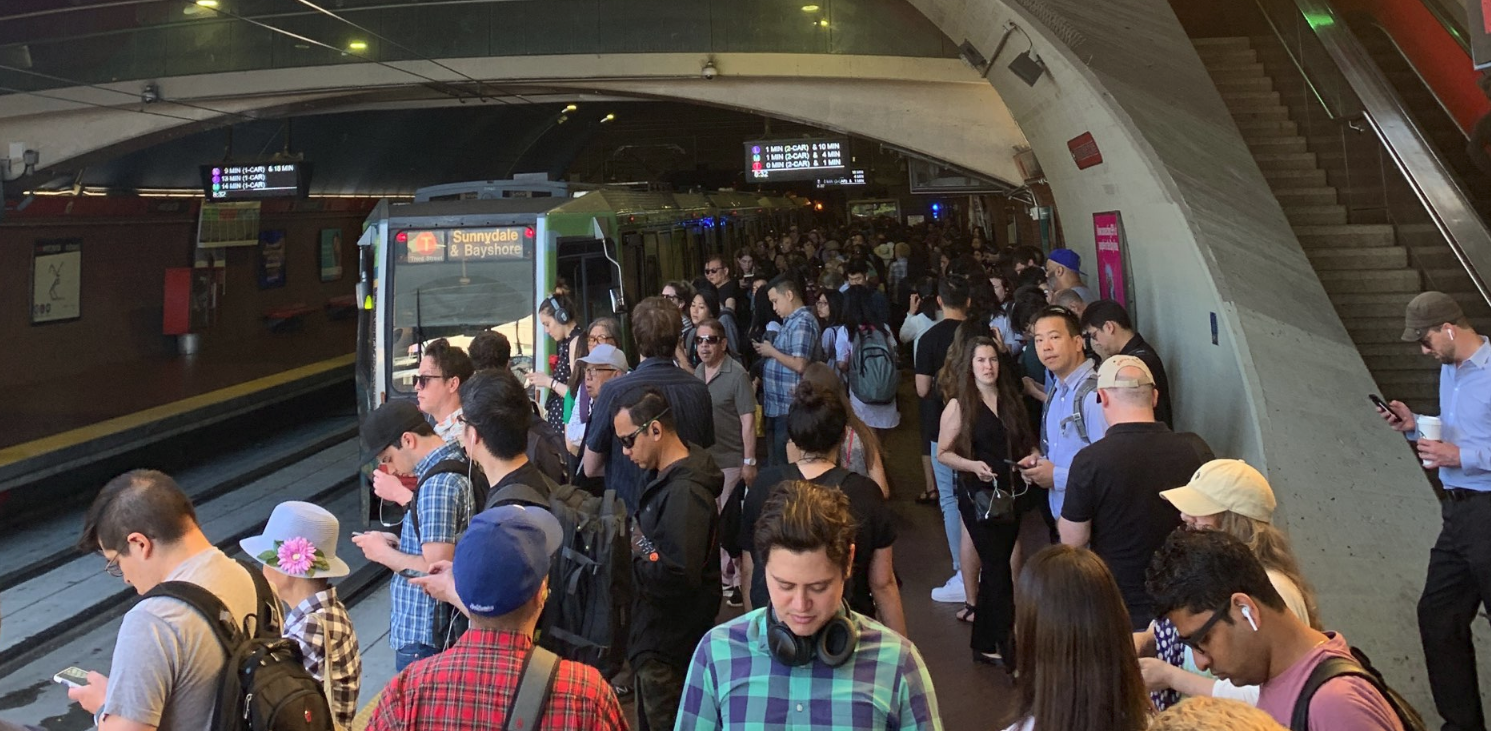 A struck train in the subway at Deboce lead to yet another morning of delays, seen here at West Portal. Photo: TKTKTK