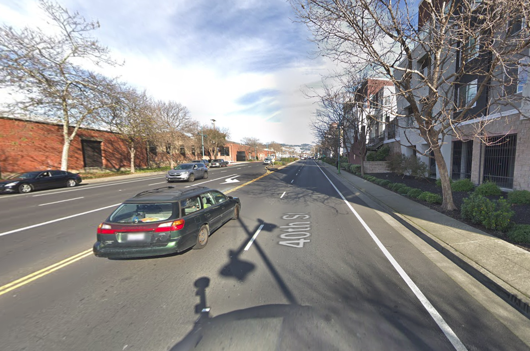 Current conditions on 40th Street, Emeryville. Image: Google Street View
