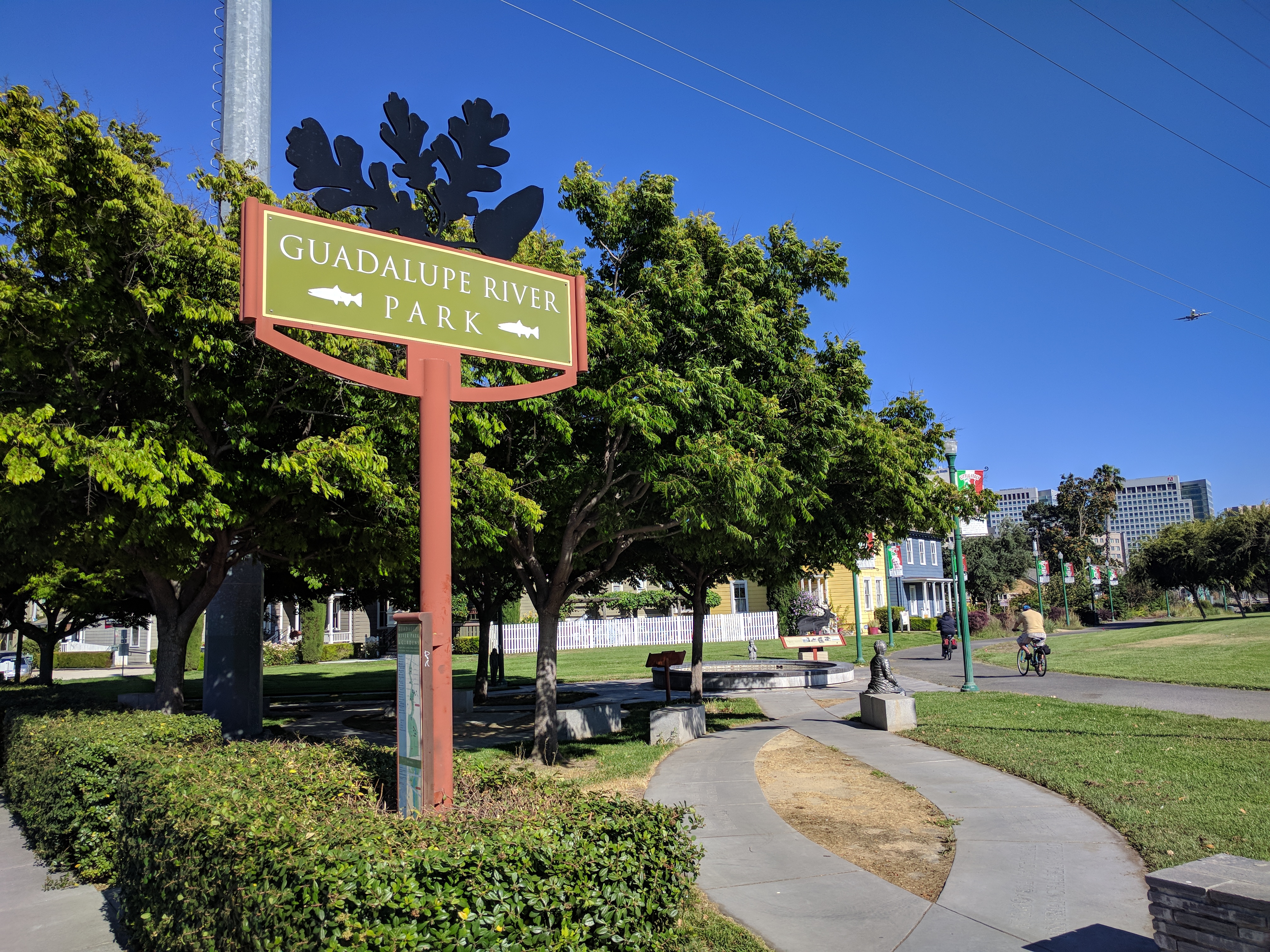 The entrance to the park closest to Rod Diridon station