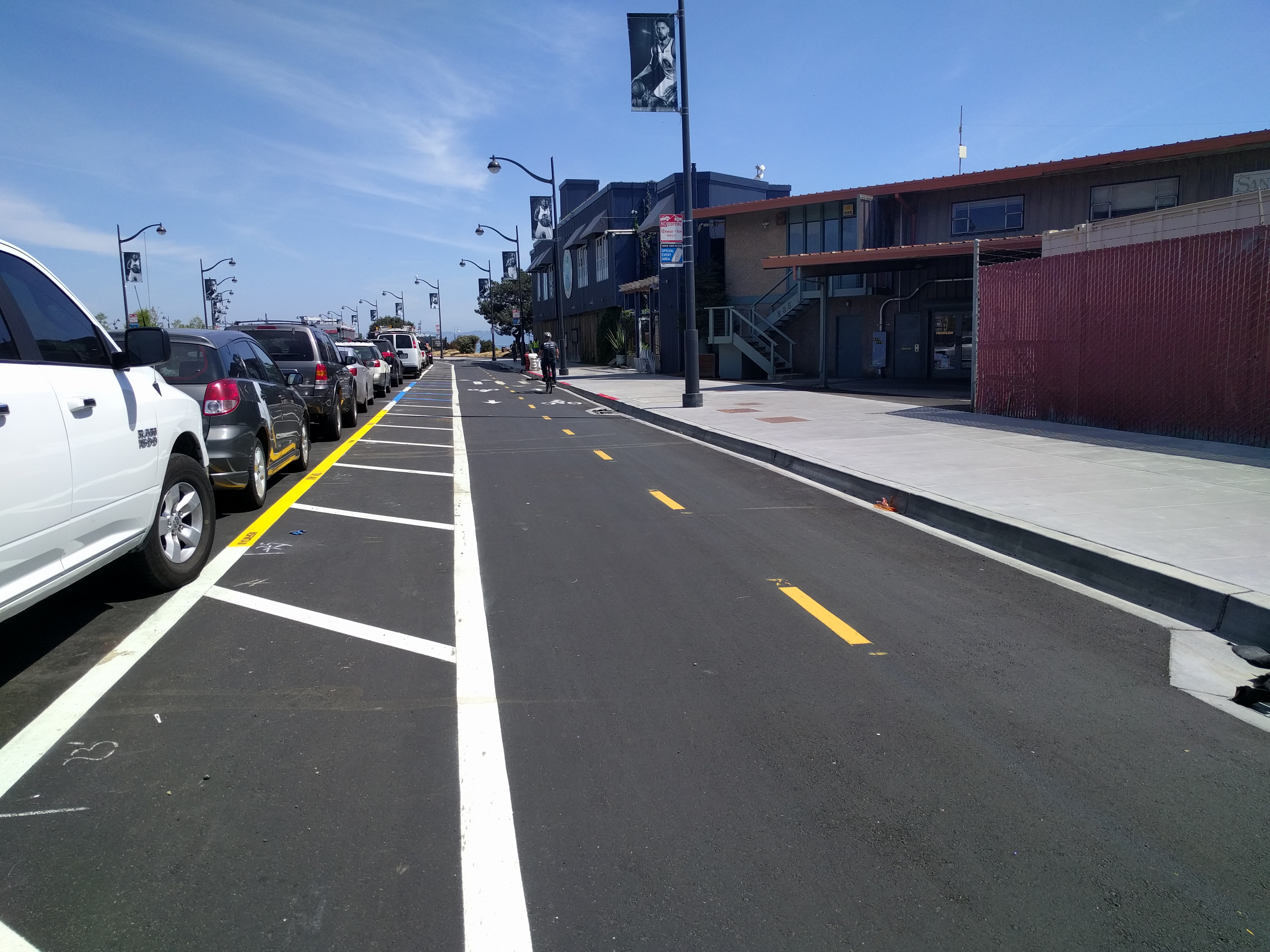 Not many cyclists are able to use this facility yet, due to all the construction around it. But a few have figure it out.