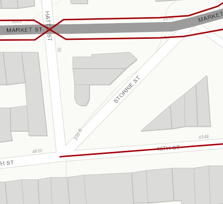 A screen capture of the Vision Zero, high-injury corridor map