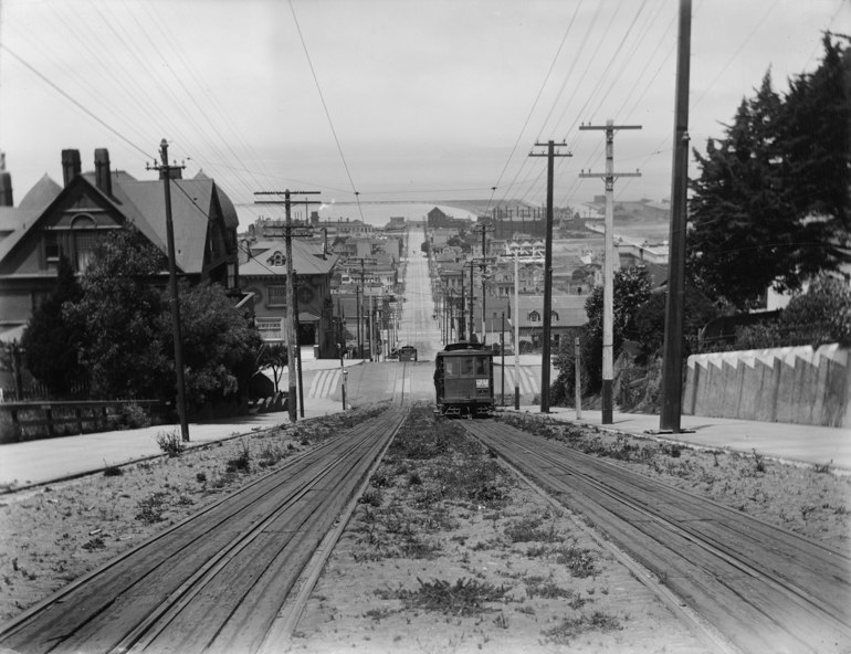 Looking Down the Hill at FIllmore Street | Circa July 1903. Image: SFMTA