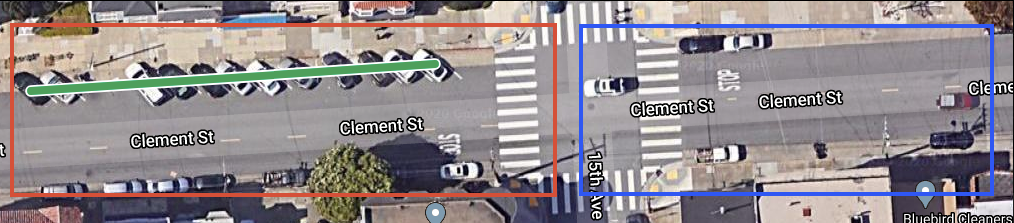 A look from the study illustrating how angled parking takes space that could otherwise be used for protected bike lanes