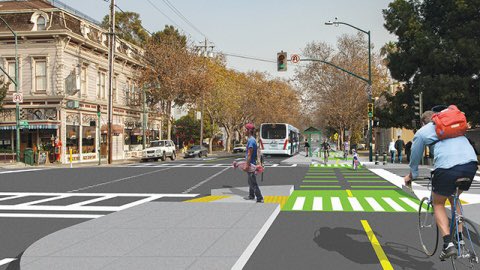 Alameda’s Central Ave Project  Depends on Paint and Prayers for Bike Safety