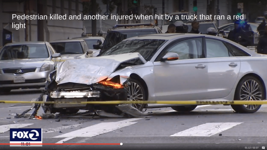 Crash at Polk and Hayes Kills One Pedestrian, Severely Injures Another