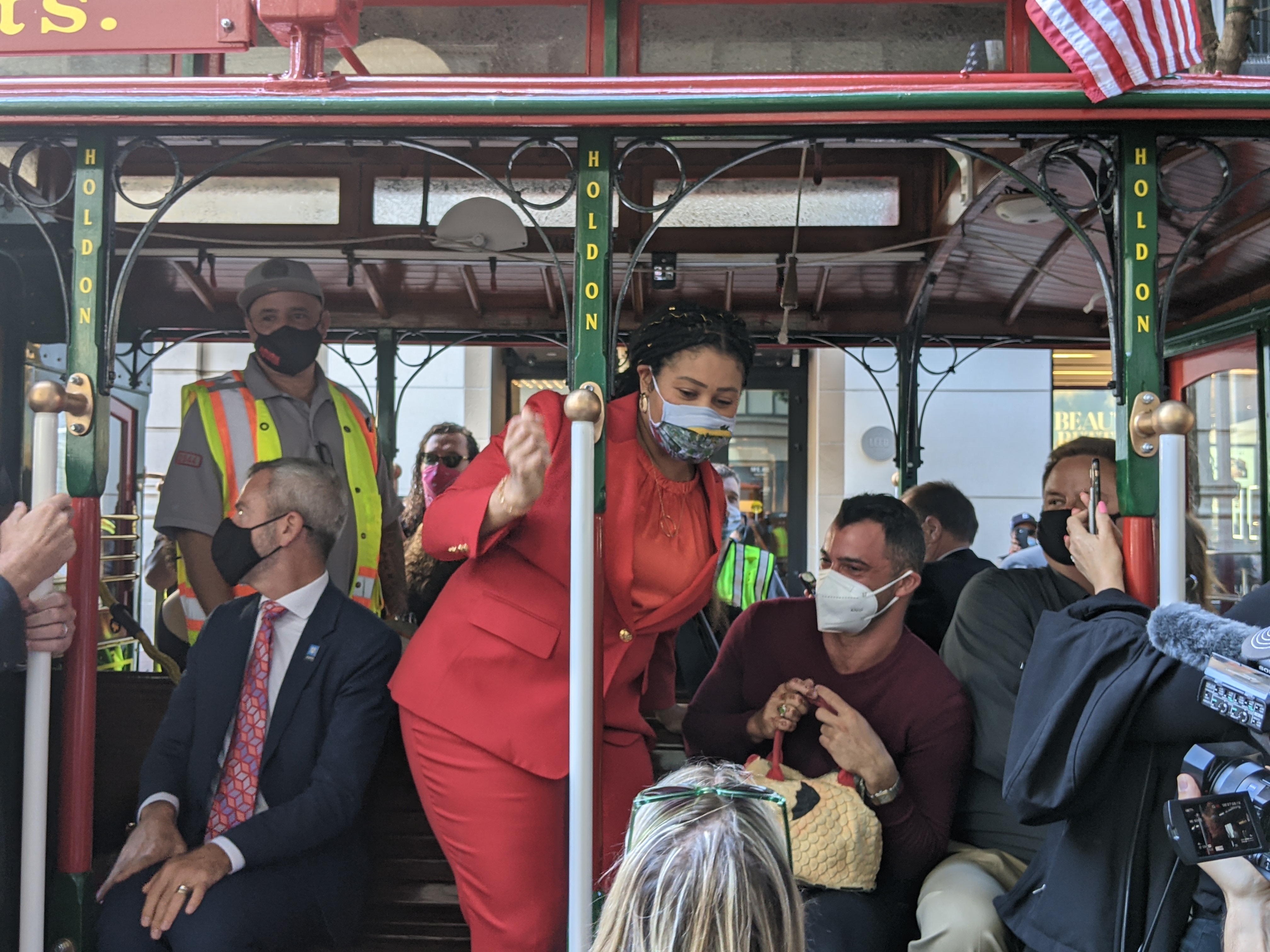 SFMTA Director Jeffrey Tumlin, Mayor Breed, and SFMTA Board Director Manny Yekutiel