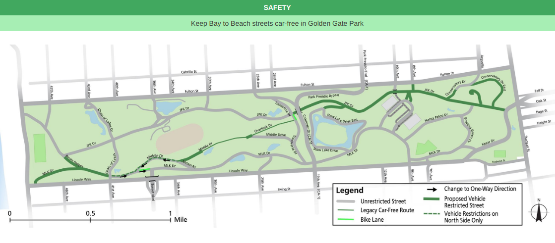 A map of the car-free sections. Image: Rec & Parks