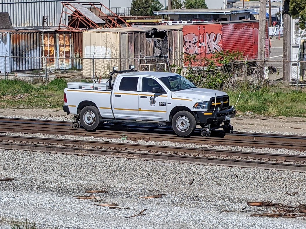 This truck is big enough to service trains.