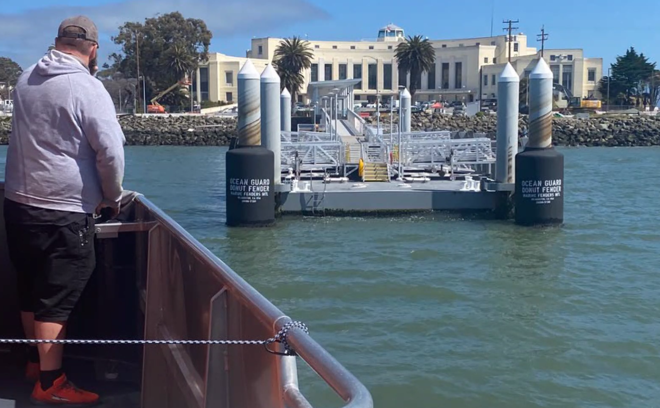The new ferry landing, with the re-purposed Pan Am building behind it.