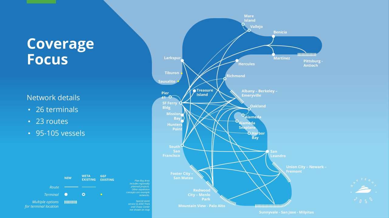 A map of one possible plan for expanding ferry service. Image: WETA
