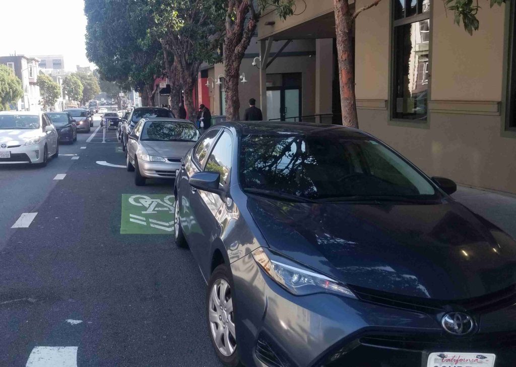 Bagel Parking Blocks Fell Street Bike Lane