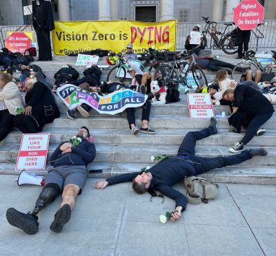 Safe Streets Advocates Stage Die-In at L.A. City Hall to Protest Record Traffic Deaths