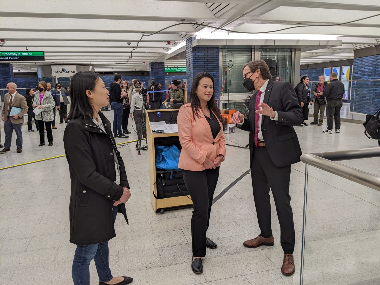 Directors Li and Raburn (left and right) meet Oakland's new mayor Sheng Thao