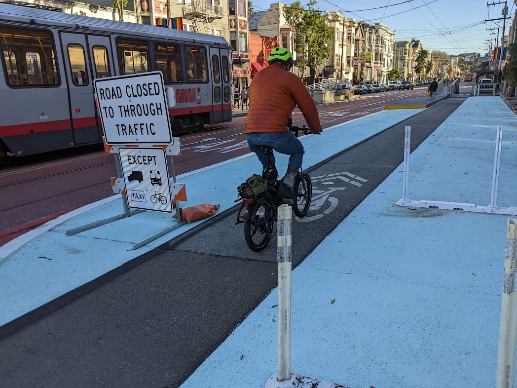 SFMTA's new treatment, Church and Market. Photo: Streetsblog/Rudick