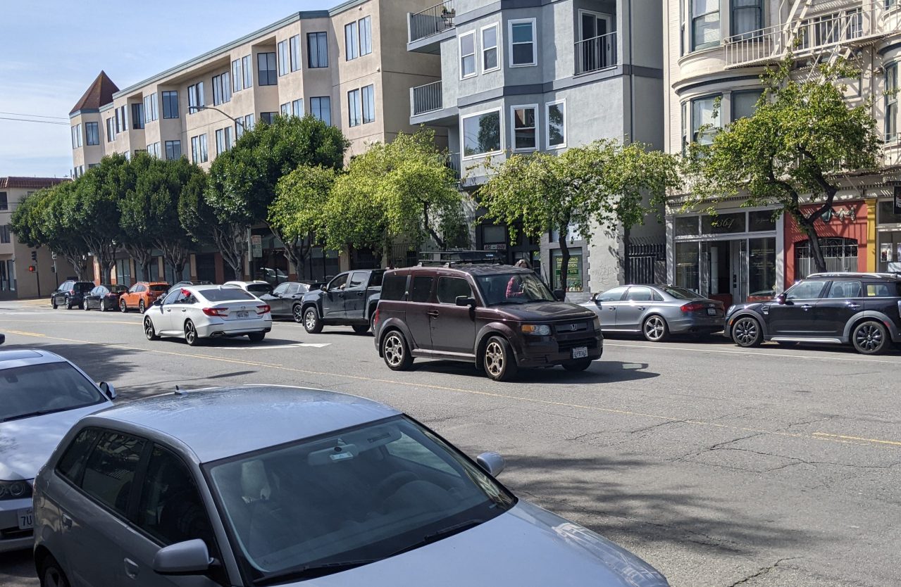 Motorists won't park in the center running lanes? Really? Photo: Streetsblog/Rudick