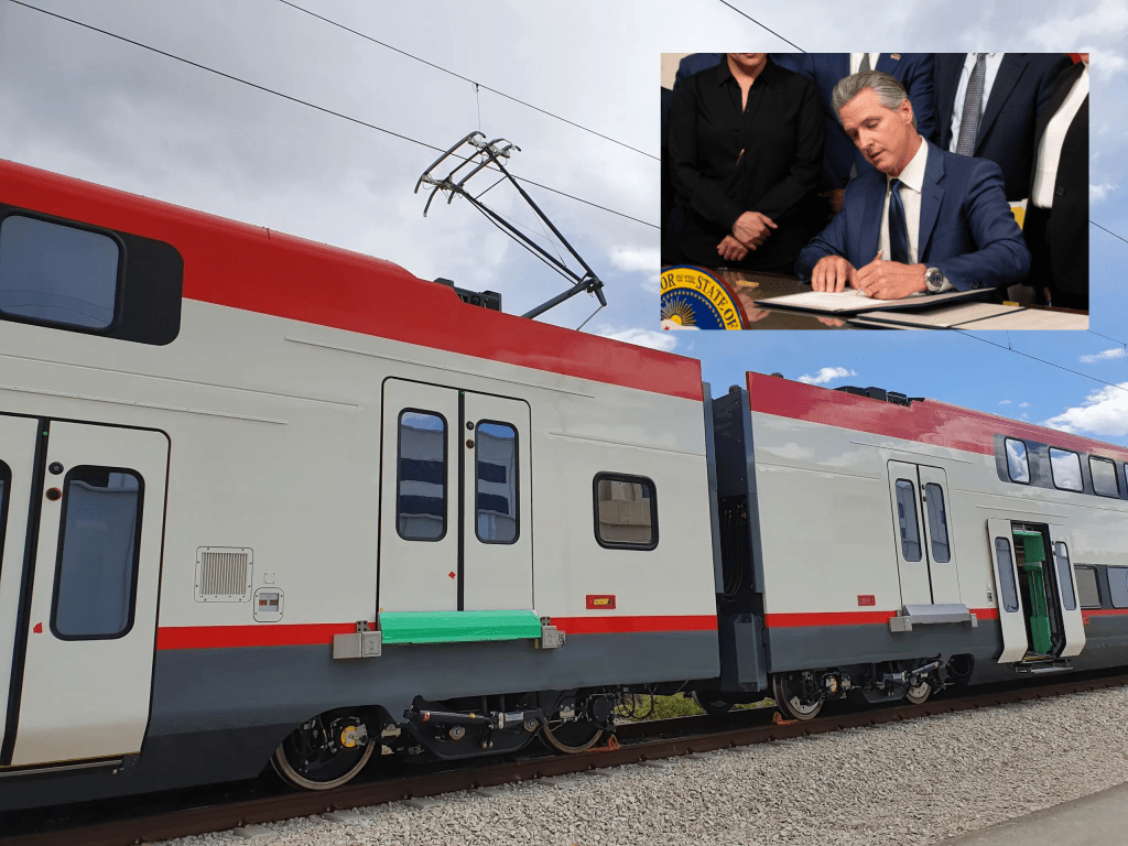 Caltrain Celebrates Electric Train Anniversary as Gov. Signs Bill for More