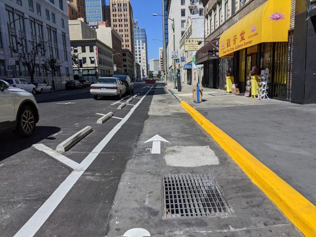 Oakland’s Franklin Street Protected Bike Lane Nears Completion